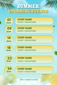 Aqua List-based Summer Event Schedule Flyer Template Poster