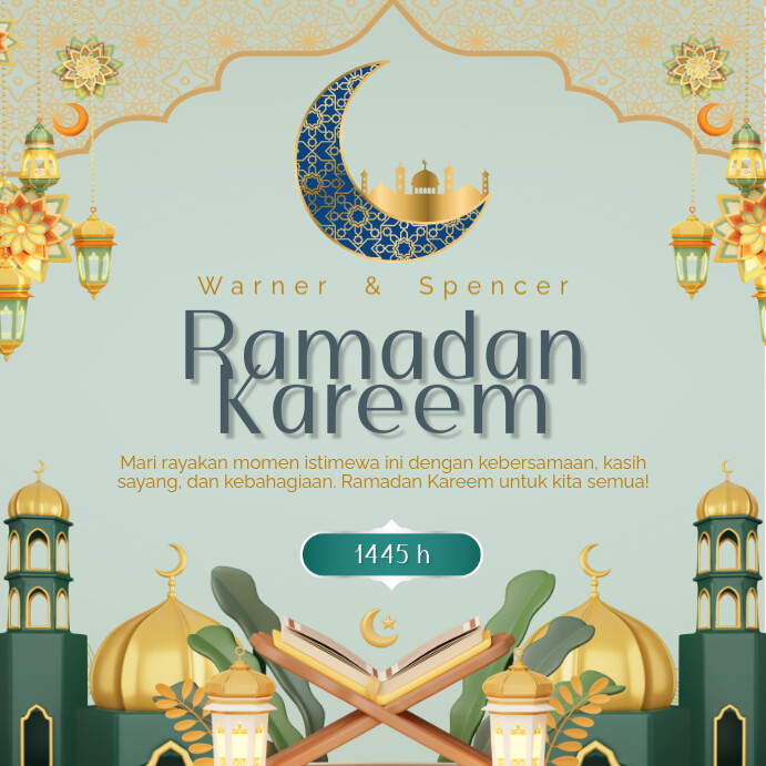 Aqua Maksimalis Ramadan Kareem Pos Instagram template