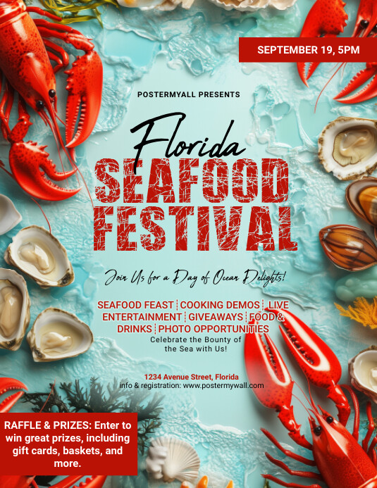 Aqua Maximalist 3d  Seafood Festival Flyer (u template