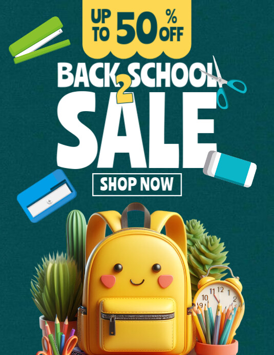 Aqua Maximalist Back 2 School Flyer (us Letter) Pamflet (VSA Brief) template