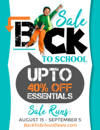 Aqua Maximalist Back To School Sale Flyer (us Letter) template