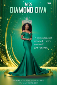 Aqua Maximalist Beauty Pageant Poster template