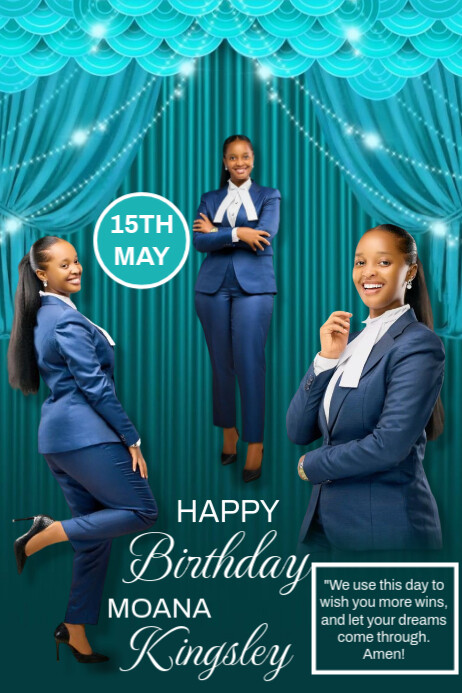 Aqua Maximalist Birthday Celebration  Poster template