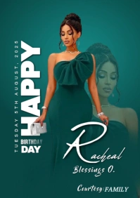 Aqua Maximalist Birthday Flyer  A4 template