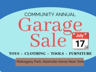 Aqua Maximalist Blue Garage Sale  Yard Sign template