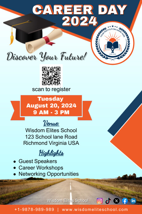 Aqua Maximalist Career Day School Ad Poster Template | PosterMyWall