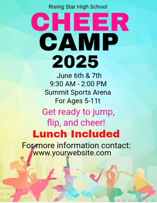 Aqua Maximalist Cheer Camp 2025 Flyer (us Letter) template