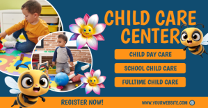 Aqua Maximalist Child Card Center Facebook Shared Image template