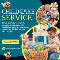 Aqua Maximalist Childcare Instagram Post template