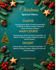 Aqua Maximalist Christmas Menu  Instagram Portrait template