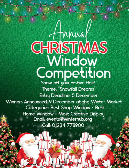 Aqua Maximalist Christmas Window Competition Flyer (us Letter) Template ...