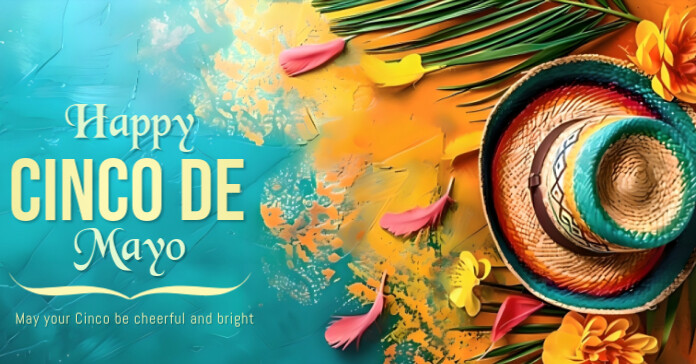 Aqua Maximalist Cinco De Mayo Facebook Ad template