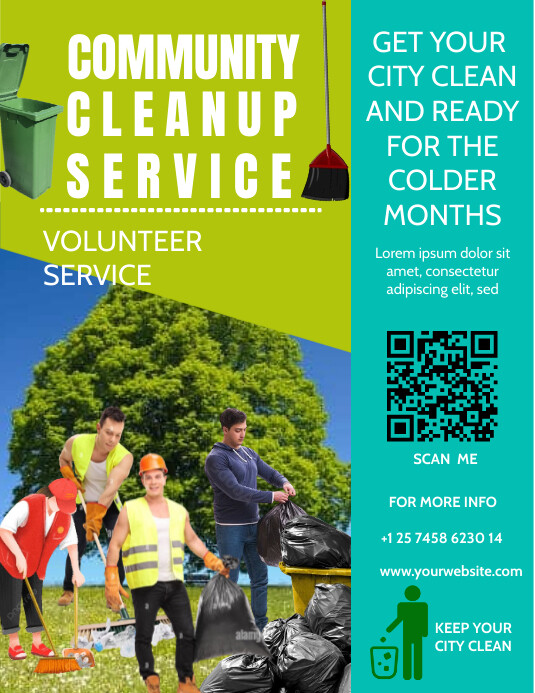 Aqua Maximalist Clean Up City  Flyer (us Lett template