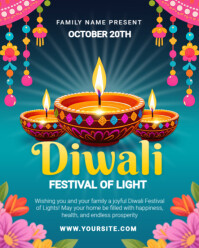 Aqua Maximalist Diwali Festival Of Light Instagram Portrait template