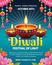 Aqua Maximalist Diwali Festival Of Light Instagram Portrait template