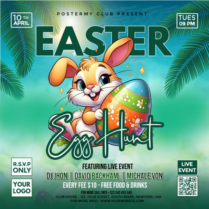 Aqua Maximalist Easter Egg Hunt Instagram Post template