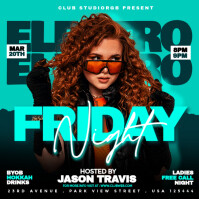 Aqua Maximalist Electro Friday Night Party Instagram Post template