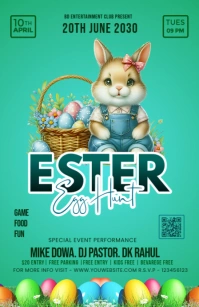 Aqua Maximalist Ester Egg Hunt Half Page Wide template