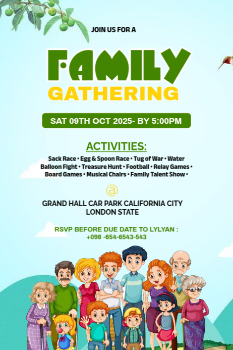 Family Gathering Posters Template | PosterMyWall