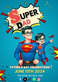 Aqua Maximalist Father's Day Celebration  A1 template