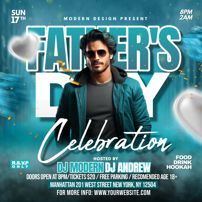 Aqua Maximalist Father's Day Celebration Inst Instagram Post template