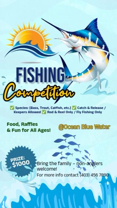 Aqua Maximalist Fishing Compettion Instagram Reel template