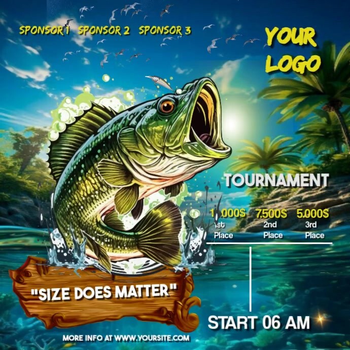 Aqua Maximalist Fishing Tournament Instagram Post template