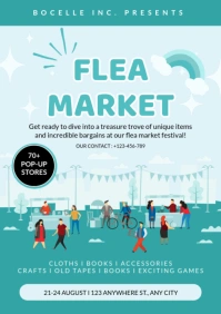 Aqua Maximalist Flea Market Call For Vendors Advertisement A2 template