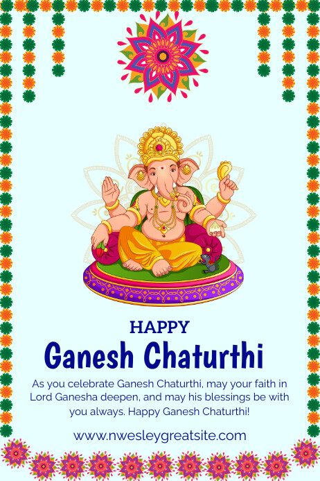 Aqua Maximalist Ganesh Chaturthi Banner 4' × template