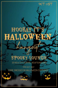 Aqua Maximalist Halloween  Poster template