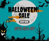 Aqua Maximalist Halloween Sale Flyers Special Discount Offer  Medium Rectangle Mittelgroßes Rechteck template