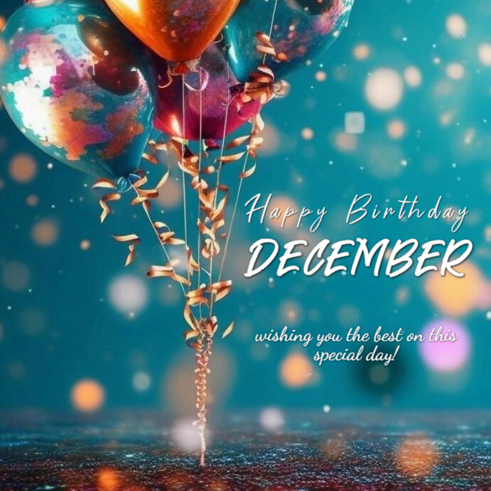 Happy December Randy Plantilla de Aqua Maximalist Happy Birthday December Instagram Post ...