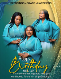 Aqua Maximalist Happy Birthday Flyer  Flyer (us Letter) template
