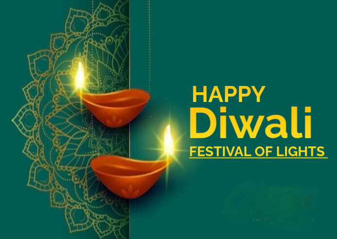 Aqua Maximalist Happy Diwali  Postcard Poskaart template