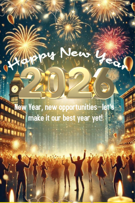 Aqua Maximalist Happy New Year Poster Template | PosterMyWall