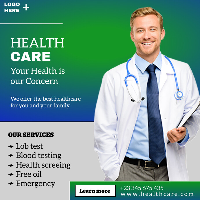 Aqua Maximalist Health Care Square (1:1) template