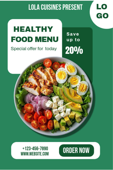 Copy of Aqua Maximalist Healthy Food Menu Poster | PosterMyWall