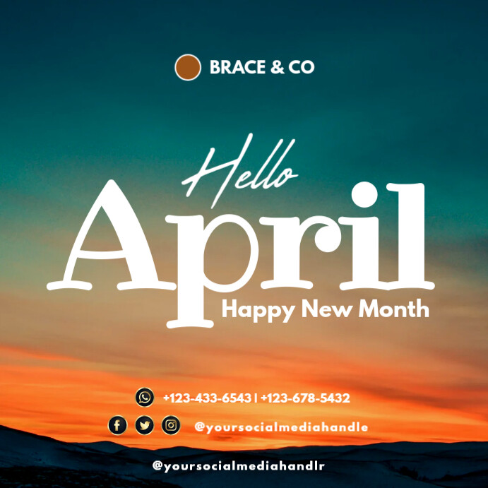 Copy of Aqua Maximalist Hello April Instagram Post | PosterMyWall