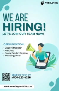 Aqua Maximalist Hiring Ad Template Half Page