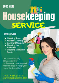 Aqua Maximalist Housekeeping Service  A4 template