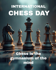 Aqua Maximalist International Chess Day Instagram Portrait template