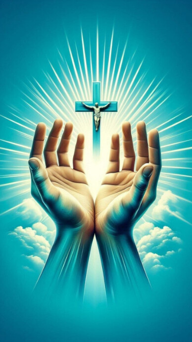 Aqua Maximalist Jesus Helping Hands Poster Design Instagram Story ...