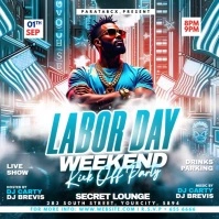 Aqua Maximalist Labor Day Party Custom Template Square (1:1)