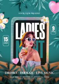 Aqua Maximalist Ladies Night Party A4 template