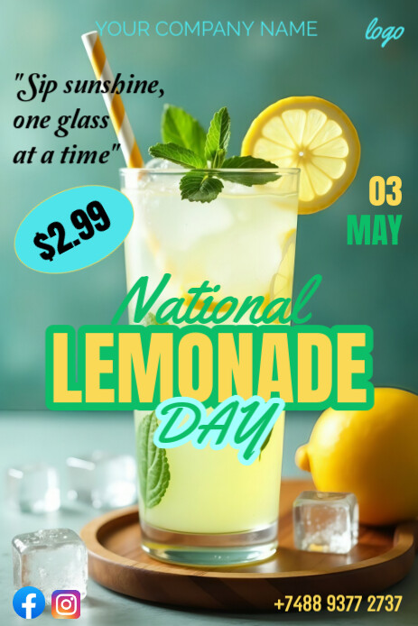 Lemonade Design Ad Aqua Maximalist Lemonade Day Ads Pinterest Graphic Template | PosterMyWall