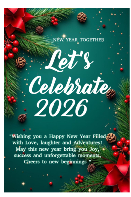 Aqua Maximalist Let's Celebrate 2026, Happy New Year Poster Template ...