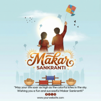 Aqua Maximalist Makar Sankranti Instagram Post template