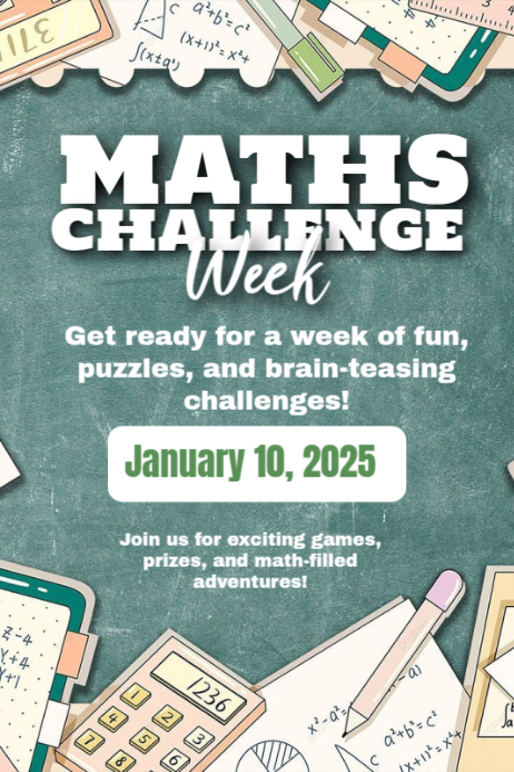 Fun Math Chalenge Logo Aqua Maximalist Maths Challenge Week Poster Template | PosterMyWall