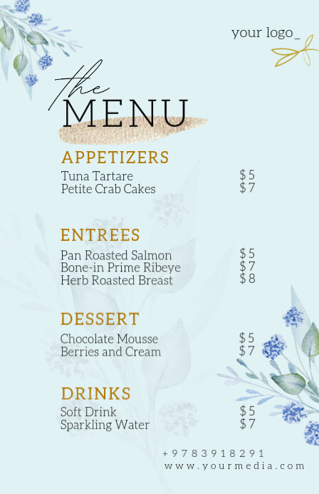 Aqua Maximalist Menu Restaurant Tabloid template