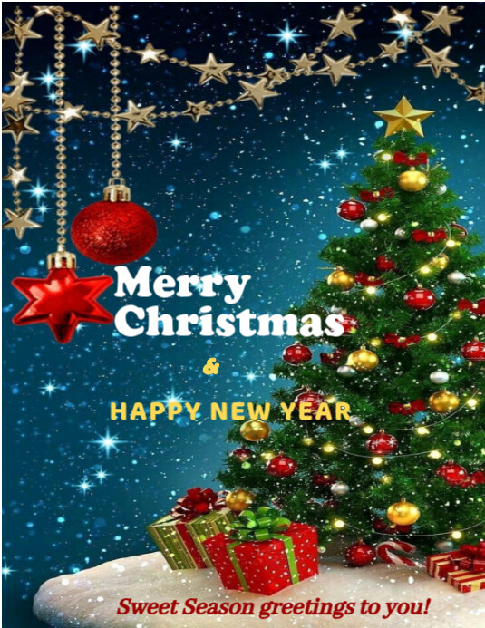 Aqua Maximalist Merry Christmas And Happy New Year Flyer (us Letter ...